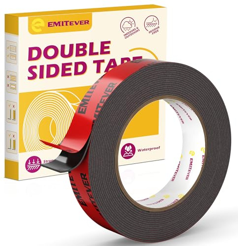 Emitever 5m x 19mm Doppelseitiges Klebeband Extra Stark Dicke 1,2 mm | Wasserdichtes Multifunktionales Montageklebeband für Wand und LED-Streifen, Auto, Wohn, Bürodekor und Außende