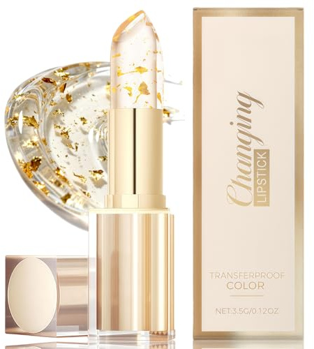 Colour Changing Lipstick, ransfer Proof & 24H Long Lasting PH, Clear to Pink Moisturizing Glossy Lipstick for Women