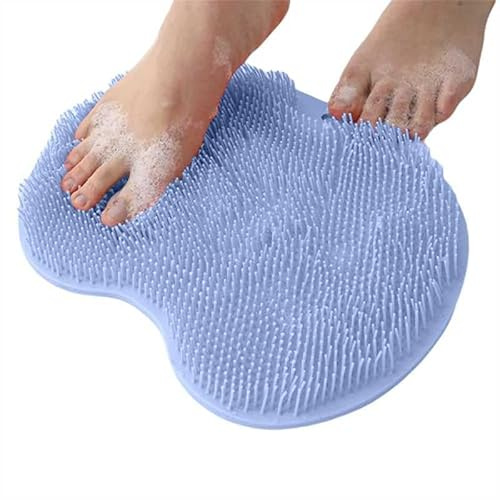 Shower Foot Scrubber Mat - Non-Slip Silicone Foot Spa Brush for Cleaning & Exfoliating, Blue