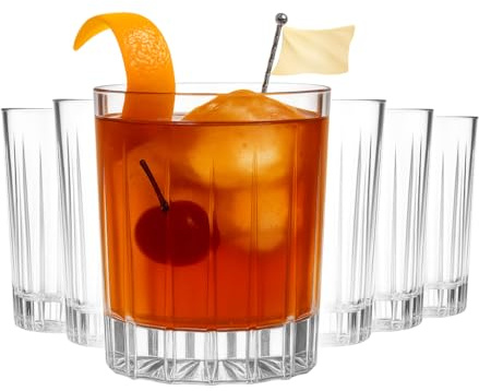 MUVELL Tumbler Set di bicchieri SWITZERLAND – 6 x 300 ml / 350 g – vetro spessore 3 mm – bicchieri acqua & bicchieri da whisky – trasparente e lavabile in lavastoviglie – bicchieri premium in set
