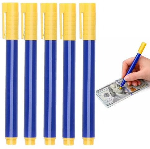 5 penne per tester di banconote, penna per banconote false, per dollari, euro, libbre, Yen, Won Us