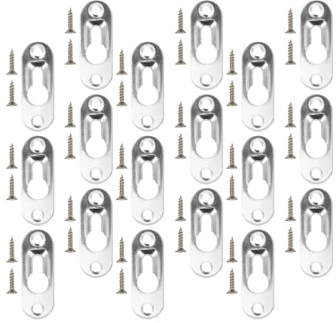 Lurrose Juego de Herrajes Metálicos para Colgar Marcos de Fotos, Clips de Soporte Invisibles para Panel Trasero, 30 Colgadores y 60 Tornillos, Compatible para Cuadros, Punto de Cruz