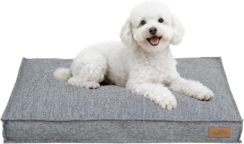 BingoPaw Kühlendes Hundebett kleine Hunde, Hundekissen abnehmbar Sommer | 75x50x10 cm Atmungsaktives Hundebett in Leinen-Optik, Hundekissen für kleine Hunde, waschbar, rutschfest, wasserabweisend