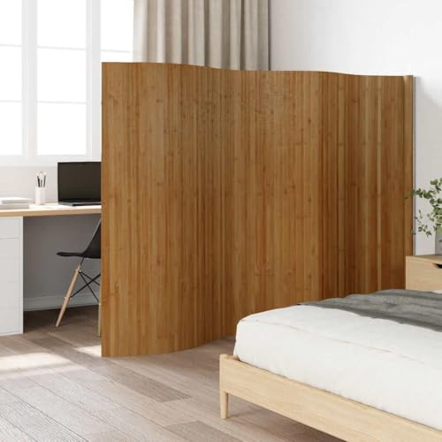Mokuyary Divisorio marrone Larghezza 400 cm Altezza 165 cm Bambù Paravento Multifunzionale Separatore di Camere, Paravento per Ufficio, Camera da letto, Soggiorno
