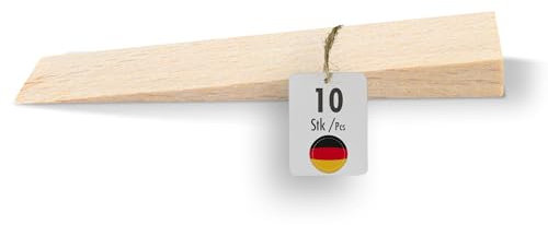 haggiy Hardwood Wedge - Wooden Wedge Set - Natural Beech Wedges - Door Stopper - Ideal for Furniture, Assembly, DIY - (LxWxH) 65 x 20 x 6 mm (10 Pcs.)