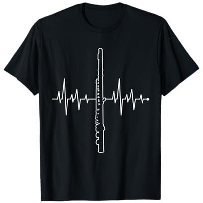 Herzschlag Herzlinie Herzfrequenz Querflöten Querflöte Shirt T-Shirt