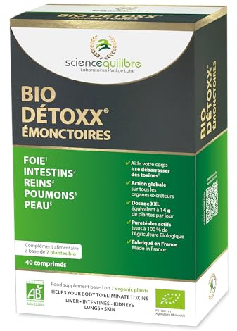 BIO DÉTOXX émonctoires – Détox naturelle complète – 7 plantes bio – Programme 10 jours – 40 comprimés – Fabriqué en France