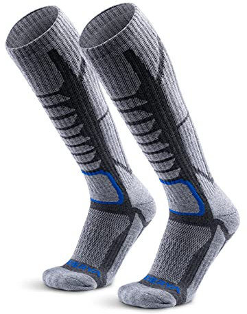WEIERYA Skisocken,Merinowolle ski socken für Herren Damen Geeignet für Skifahren,Snowboarden,Outdoor Wintersport,Grau 2 Paar (45-48)