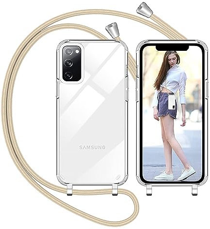 Nupcknn Liquid Silikon Handykette Hülle für Samsung Galaxy S20 Fe Hülle Silikon Necklace(abnehmbar) Hülle mit Kordel zum Umhängen Handy Schutzhülle mit Band (Golden)