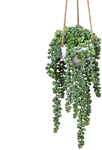 Briful 14 Hanging Artificial Plants Faux Succulent Plants Hanging Fake Plants in Pot, Artificial String of Pearls Plants Indoor for Home Kitchen Bedroom Wall Decoration