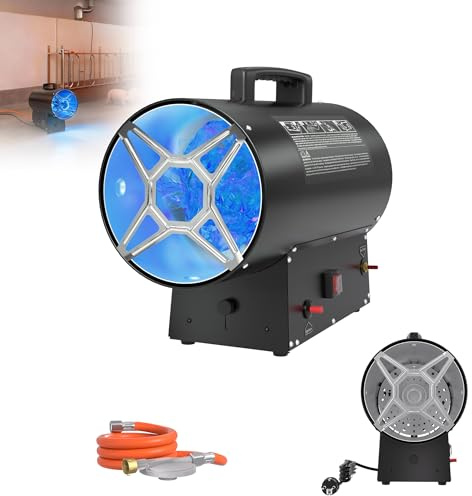 XMTECH Radiateur à gaz 30 kW avec régulateur de pression et protection contre la surchauffe, chauffage à gaz pour bouteille de gaz, atelier, entretien de machines, installations industrielles