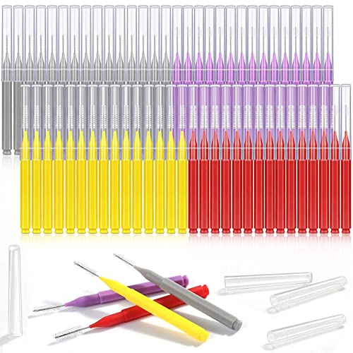 Modacraft 120Pcs Interdental Brush 4 Sizes Braces Brush Toothpicks with Soft Bristles 360° Bendable Floss Heads Dental Brushes Between Teeth Gum Braces Cleaning Kit Oral Tooth Cleaning Tool