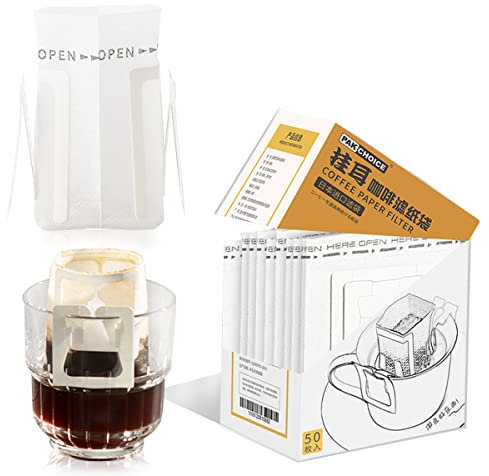 FainFun Bolsa de Filtro de Café, 50 Piezas Portátil Con Oreja Colgante, Desechable para Tazas, Camping, Viaje, Oficina