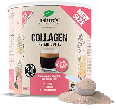 Nature's Finest Collagen Coffee 125 g, Instant-Kaffeemischung mit Kollagen, Hyaluronsäure & Biotin, Vegan-freundlich | Collagen Coffee 125g - einfach zuzubereiten, ideal für Ihre Kaffeepause