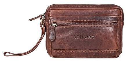 STILORD Herren-Handgelenktasche aus Echtleder cognac - Vintage Männer-Handtasche - Retro Ledertasche - Leder-Herren-Organizer 'Pax'
