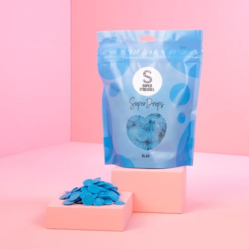 Super Streusel SuperDrops Blau - Cake Melts Candy Melts Kuchenglasur (300g) | Deko Melts für Cake Pops, Fondant Icing, Kuvertüre & Zuckerguss, blaue Lebensmittelfarbe zum Schreiben