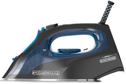 BLACK+DECKER BXIR2605E - Ferro da Stiro a Vapore 2600W | Colpo di Vapore 170 g/min | Vapore Continuo 40 g/min | Piastra in Acciaio Inox | Anti-Calcare e Auto-Pulizia | Elimina Virus e Batteri