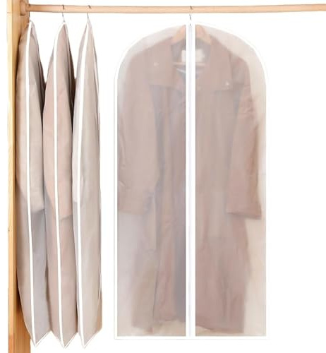 Garment Protector Cover Hangers Zips Womens Long Costumes Coats Dustproof Transparent Storage X-large 4 Pack