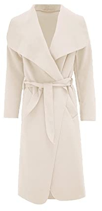 MMK® Women’s Long Waterfall Italian Duster Trench Coats - Ladies Winter Wear Long Sleeve French Belted Oversized Jacket (Beige, 20-22)