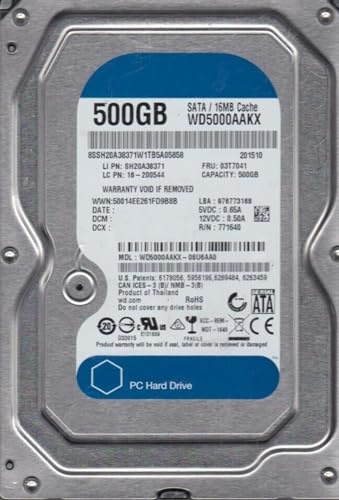 Disco duro SATA WD 500 GB, 7200 rpm, 16 MB HDD de 3,5 pulgadas