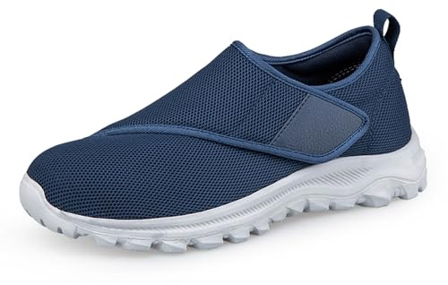 Xinghuanhua Zapatos para diabéticos para hombre y mujer, extra anchos, ajustables, cómodos, ultraligeros, antideslizantes, con velcro, talla 36-45, azul, 38 EU