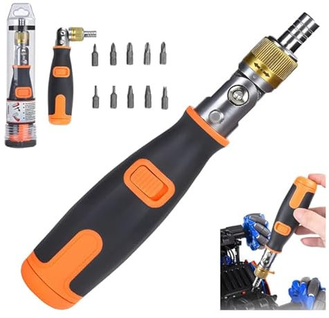10 in 1 Multi-Angle Ratchet Screwdriver Professional Tools, 180° Multi-Angle Rotation Screwdriver, Multi Bit Screwdriver,A Great Screwdriver Solves Most Repair/Disassembly Problems (Orange)