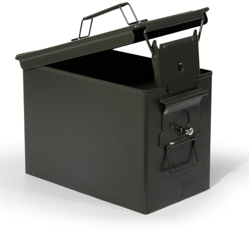 GREELUE Munitionskiste, US Ammo Box, Patronenbox, Aufbewahrungsbox für Lithiumbatterien, Munition (Abschließbar-30cm)
