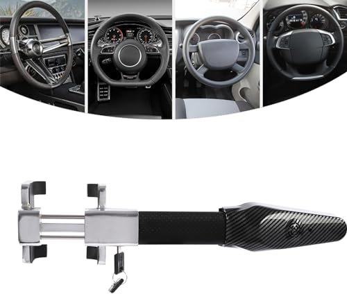 Cepo de volante con alarma, ajuste universal, para coche, rango de bloqueo ajustable, bloqueo de volante, 120 dB, ajuste antirrobo, protección del vehículo, plata