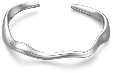 CASSIECA Silber Armbänder für Damen Einstellbare Silber Manschette Armreif Armband Gold Chunky Offene Armbänder 316L Edelstahl Silber Damenschmuck Weihnachten Geburtstag Geschenke mit Box