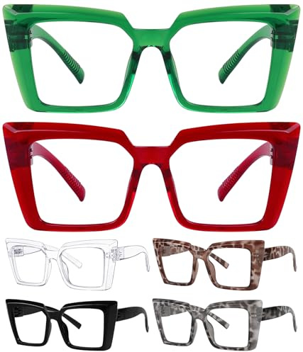 Eyekepper Oversize Senza Metallo Senza Viti Occhiali da Lettura Cerniere a Molla per Donna - 6 Paia Lettori con Montatura Grande +3.00