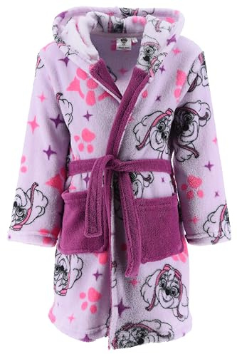 PAW PATROL Mädchen Bademantel | kuschliger Morgenmantel | Coral Fleece | mit Kapuze und Skye Motiv Gr. 98 128 (DE/NL/SE/PL, Numerisch, 98, Regular, Lila)