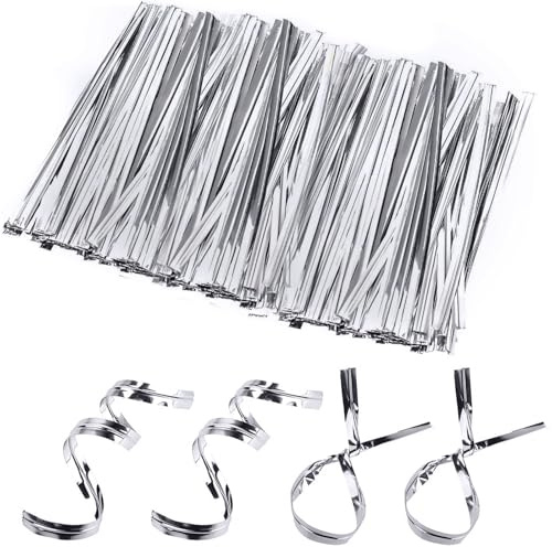 YHTCC 800PCS Metal Twist Ties, 10CM Reusable Bag Ties(Silver) | for Baking, Parties, and Candy Party Gift Bag Supplies