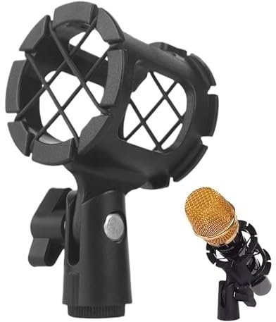 LearnLyrics Mikrofonständer-Stoßdämpferhalterung Mikrofon-Stoßdämpferhalterung Shockmount Clip Anti Vibration Mikrofonhalter Aufnahmemikrofon-Stoßständer, stoßfester Mikrofonhalter für verbesserte