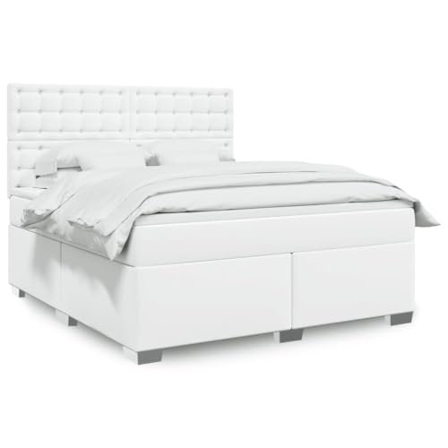Brokky Boxspringbett mit Matratze Weiß 180x200 cm Kunstleder Bett Boxspringbett Bett Mit Matratze Polsterbett Schlafzimmer MöBeler / 3290733