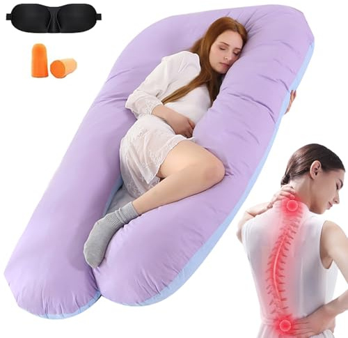 Donubiiu Pillow Daddy Schlafkissen,Schwangerschaftskissen,OrthopäDisches SeitenschläFerkissen，SeitenschläFerkissen U FormfüR Frauen Und SeitenschläFer (Lila Jade)