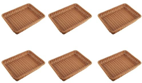 dissot 6X Cestino in Rattan di Plastica, Cestino per Pane Pane Negozio Supermercato Cestino da Tavola Tessuto da Tavola Alimenti Frutta Verdura Ristorante Cestino da Portata,