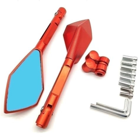 Lenkerendenspiegel Motorrad Für Suz&uki SV1000 Sv 1000 650 SV650 SFV650 TL1000 Motorrad Spiegel CNC Aluminium Motorrad Lenker Rückspiegel Blau Rückspiegel(Orange)