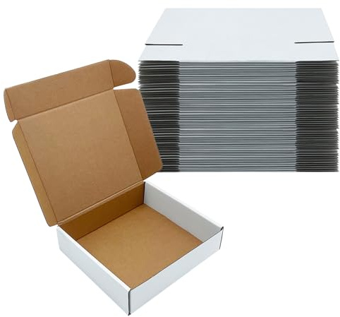 White Shipping Boxes 8x7x2 inch 25 Pack,Corrugated Boxes Mailer Packaging for Mailing Small Business，E-Commerce Gift Boxes for Wrapping Present Moving Storage Heavy Duty Recycled Cardboard Boxes