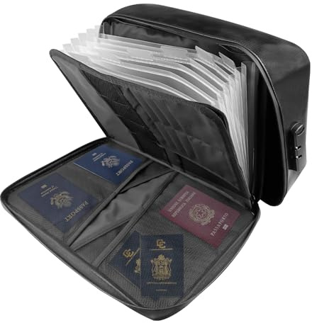 Comzantor Dokumentenmappe A4, Feuerfeste Dokumententasche A4, Mappe | Feuerfeste Wasserdicht Dokumentenbox, Document Dokumenten Unterlagen Organizer, Dokumentenordner,für Dokumente und Wertsachen