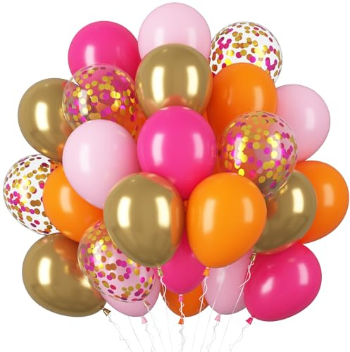 Luftballons Orange Rosenrot,60 Stück Rosa Gold Luftballons Geburtstag,12 Zoll Orange Rosa Gold Latex Helium ballons,Partyballon für Hochzeit,Geburtstag,Brautparty,Graduierung,Partydeko