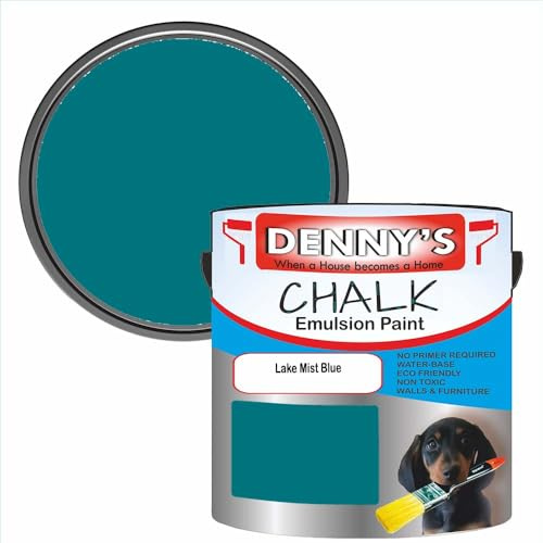 SCOOBYS PAINTS BACK IN THE MIX Chalk Emulsion Matt Paint, Water-Based, No Primer Required, For Walls and Furniture Dark Blue, (Lake Mist Blue, 250Ml Tin)