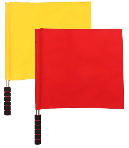 Healvian Bandiera di Comando 2 Pz Segnalazione Manuale in Poliestere Manico Antiscivolo per Arbitri in Eventi Sportivi e Gare di