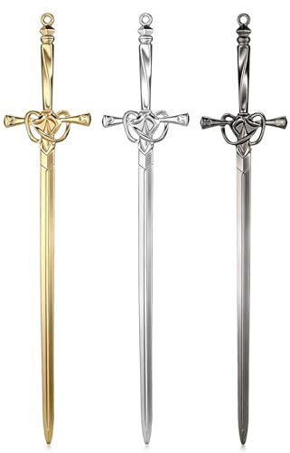 HJZHII 3 Stück Schwert Brieföffner, Vintage Lesezeichen Lustig Letter Opener Chinesische Haarnadeln Elegant Stäbchen für Damen Haar Zubehör für Umschläge Büromaterial Dekoratives