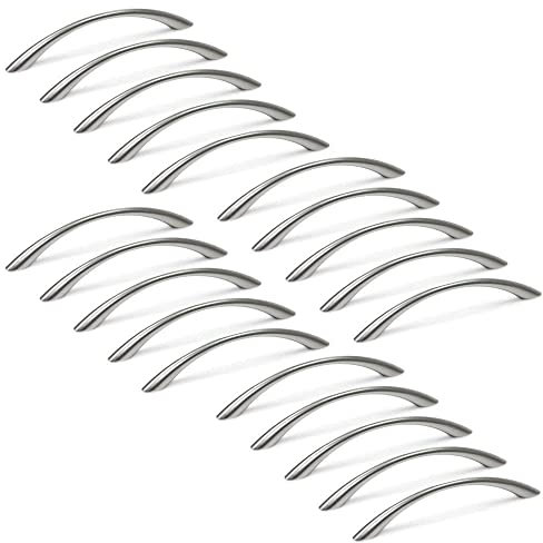 Emuca 9160951 Griffe für Möbelstück, CC 128mm, Zamak, Nickel satiniert, 20 Stück