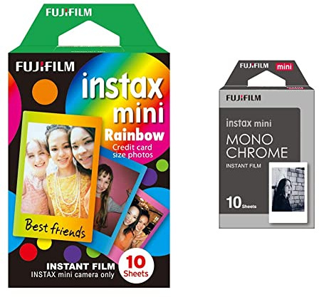 Fujifilm 70100137913 instax mini Développement instantané Monochrome & Fujifilm instax mini Rainbow Film 10 poses