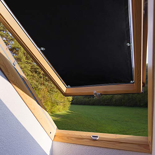 Dachfensterrollo für Velux Dachfenster F06 206 48 * 93cm verdunkelndes Rollo mit Versilberte Rückseite ohne Bohren mit Säugnapf Sichtschutz Verdunkelungsrollo aus Polyester