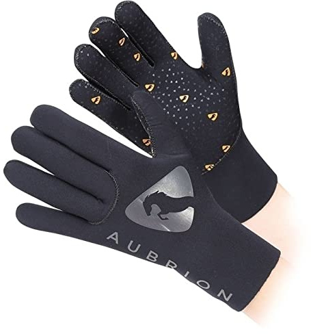 Shires Aubrion Neoprene Yard Gloves in Black Medium, Black
