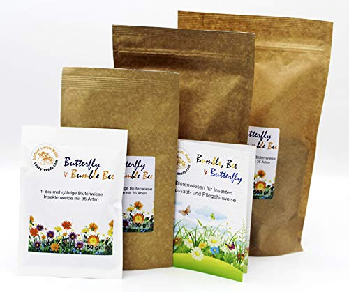Bienenweide Butterfly & Bumble Bee von bobby-seeds, mehrjährige Blumenmischung und Insektenweide mit 15 Arten 1000 Gramm