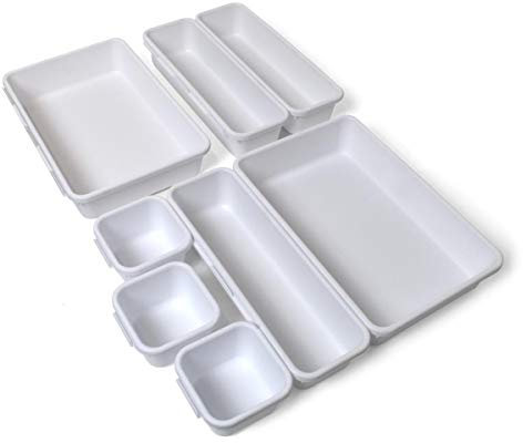 iGadgitz Home U7126 Plastik Schubladen Ordnungssystem, Schubladeneinsatz, Schubladen Organizer -Weiß