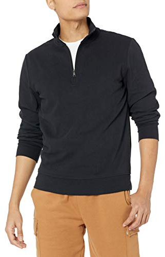 Amazon Essentials Men's Lätt tröja i fransk frotté med dragkedja, Svart, XXL